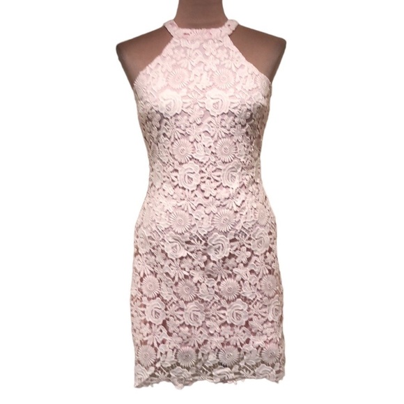 Lulu’s Love Poem Dress Size Small Pastel Pink Floral Guipure Lace - Picture 1 of 8